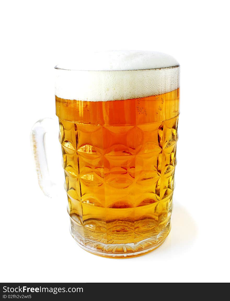 Glass of beer isolated on white