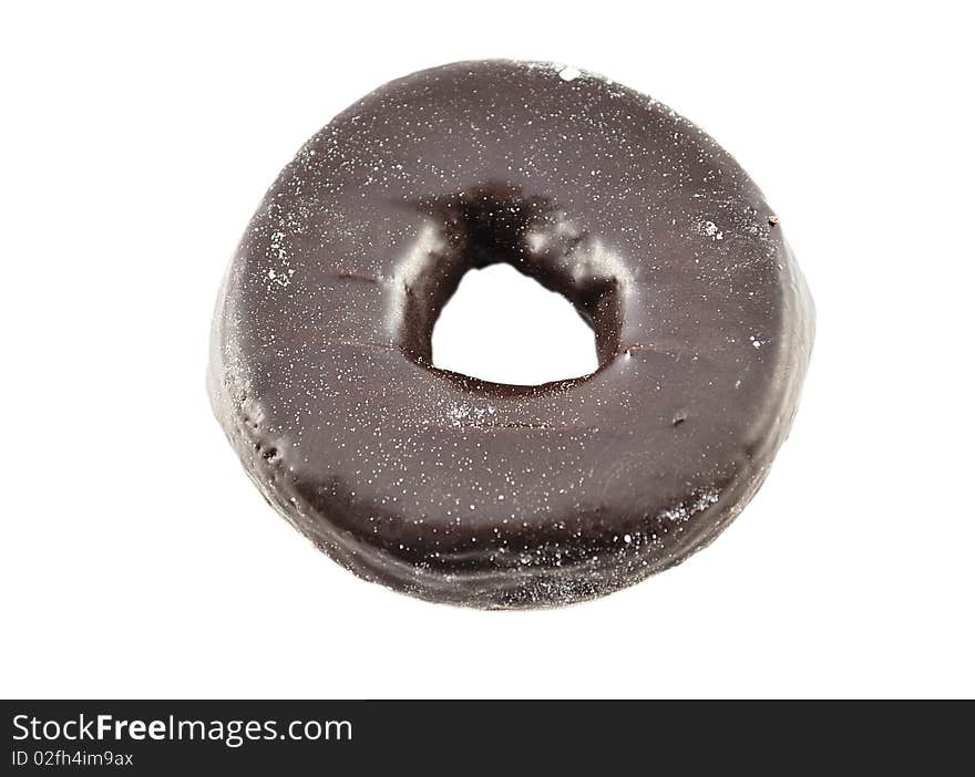 Chocolate donut isolated on white background