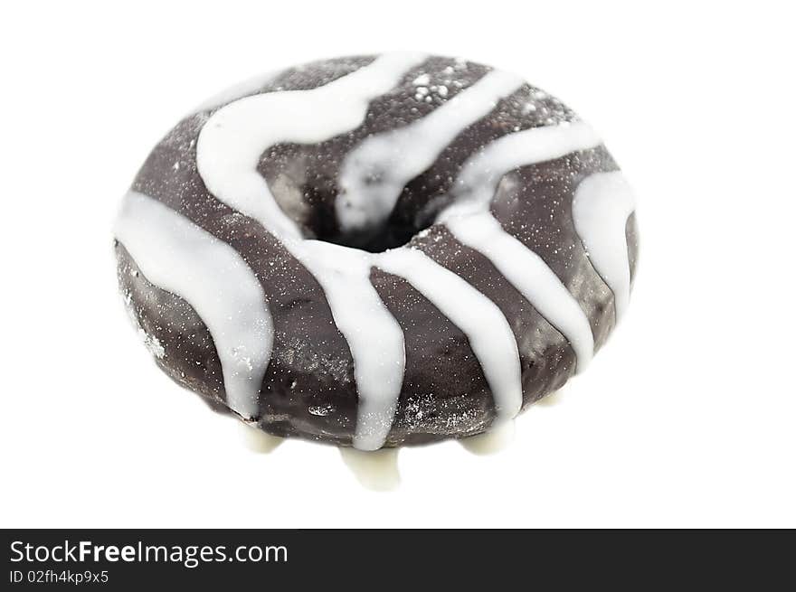 Chocolate donut isolated on white background