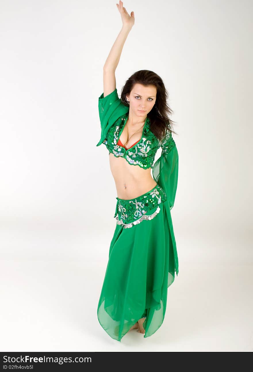 Belly dancing in a studio