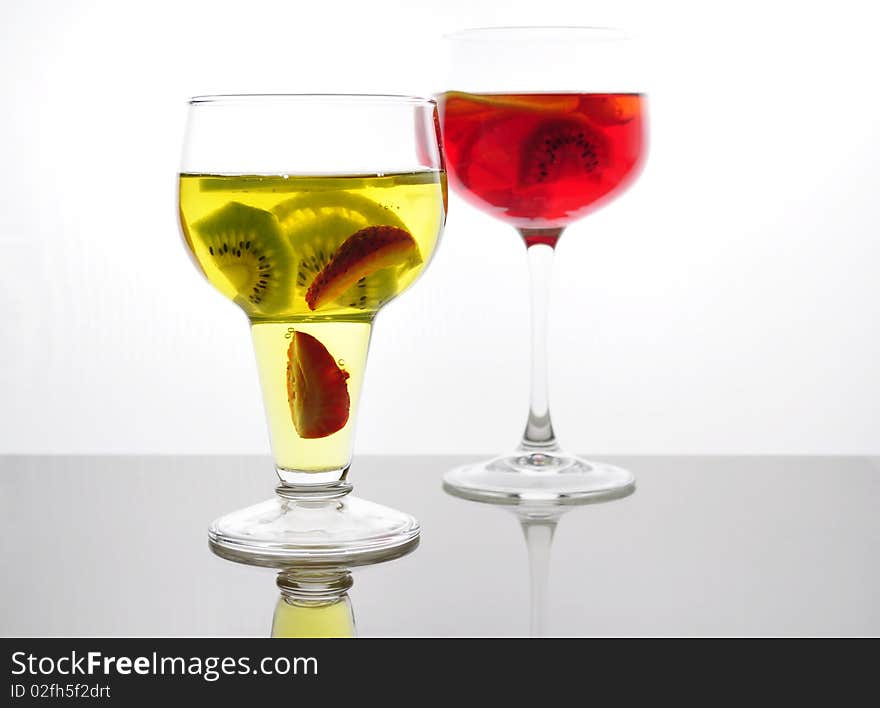 Fruit colored jello  in a glass