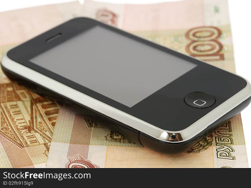 Cellular phone and dollars, economy money, costs