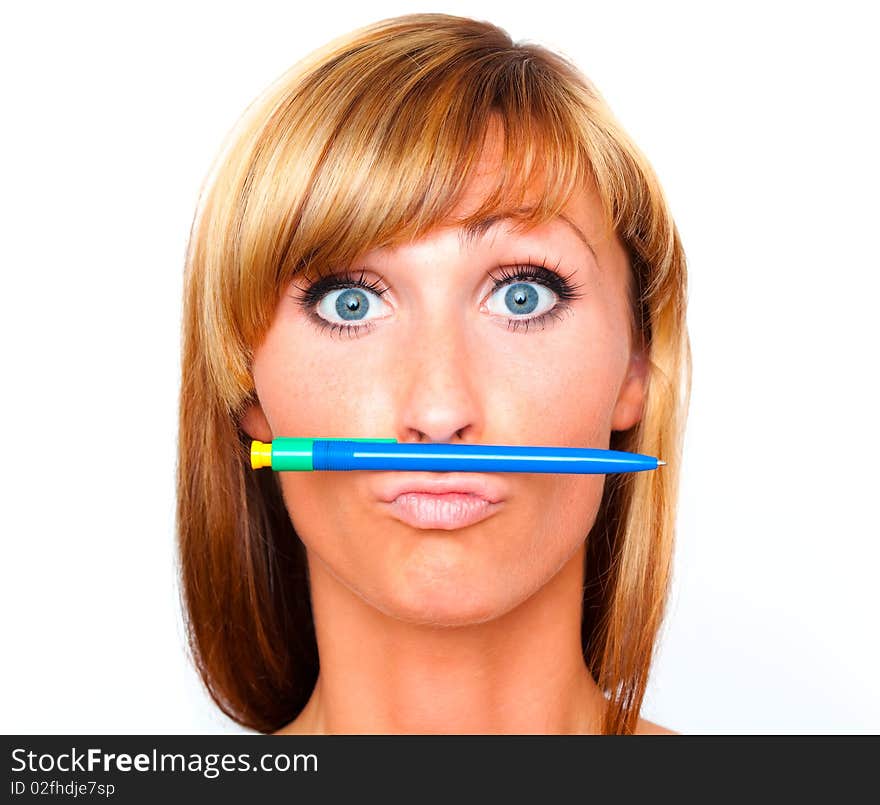 Curious female sutdent headshot portrait. Curious female sutdent headshot portrait