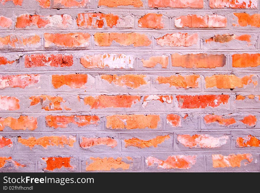 Brick wall is made with lots of concrete