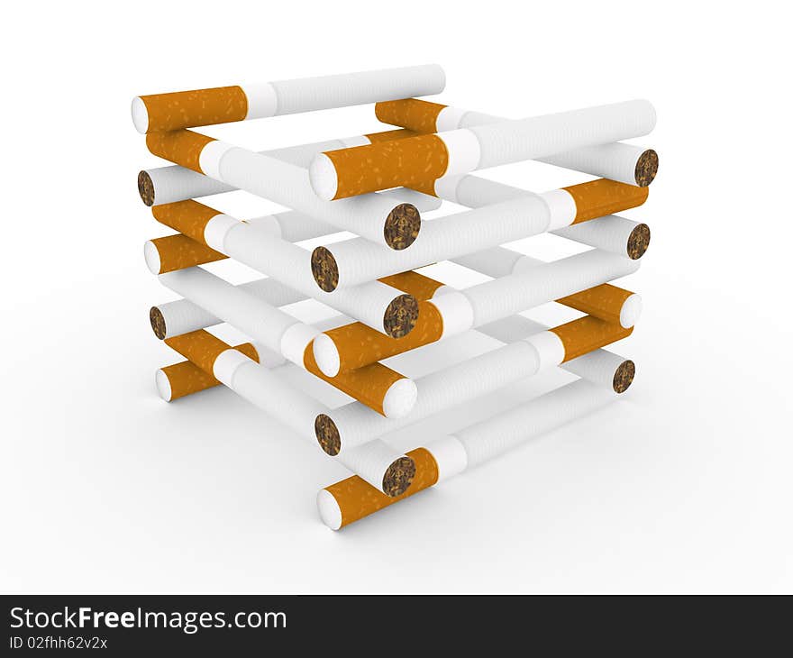 Classical cigarette with the filter on a white background