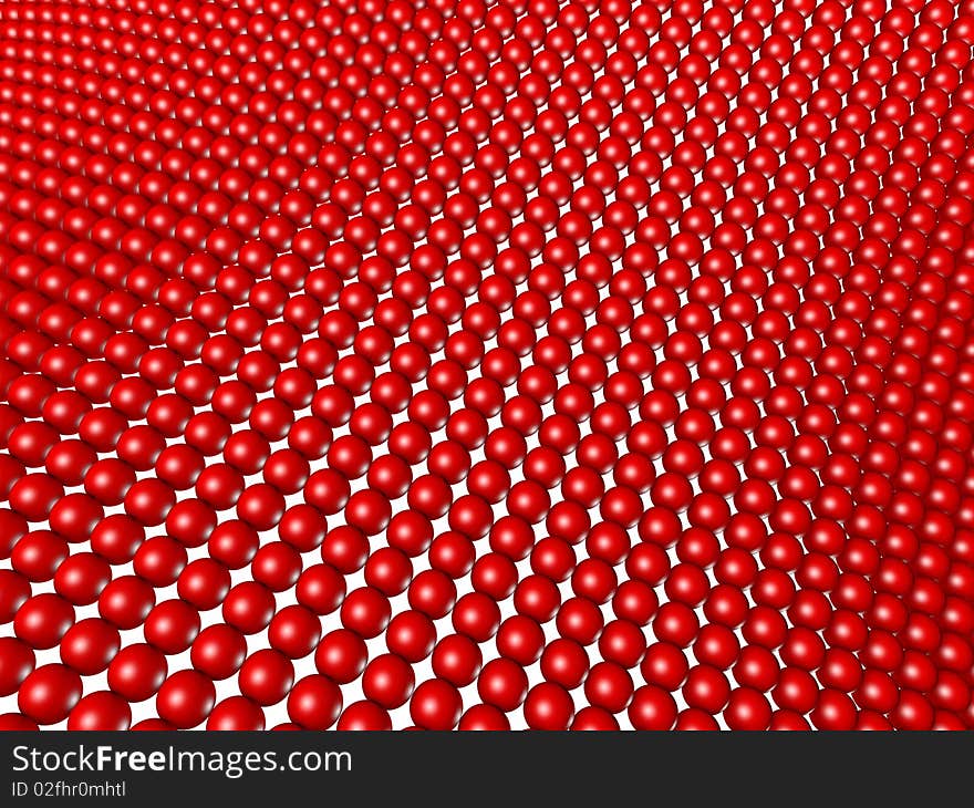 Red spheres structured as grid array isolated