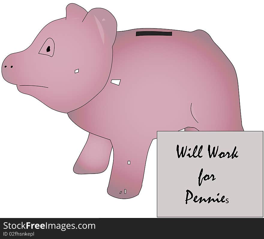 Piggy bank looking for work