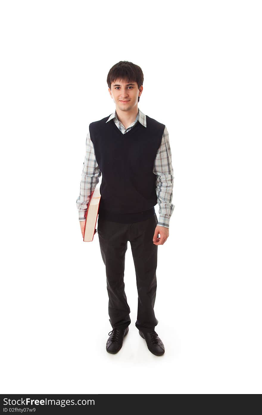 The young student isolated on a white background