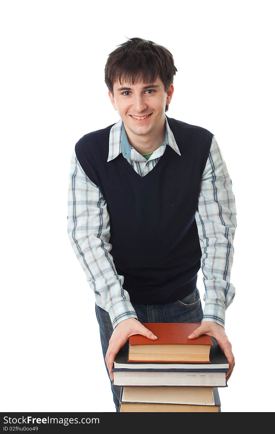 The young student isolated on a white