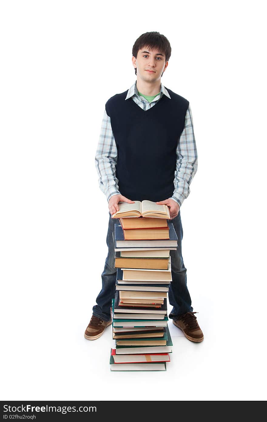 The young student isolated on a white background