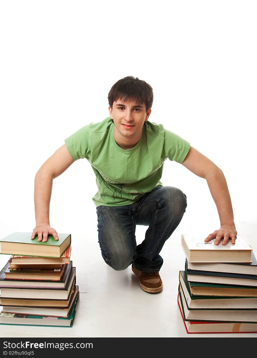 The young student isolated on a white background