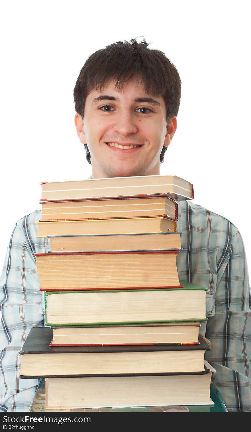 The young student isolated on a white