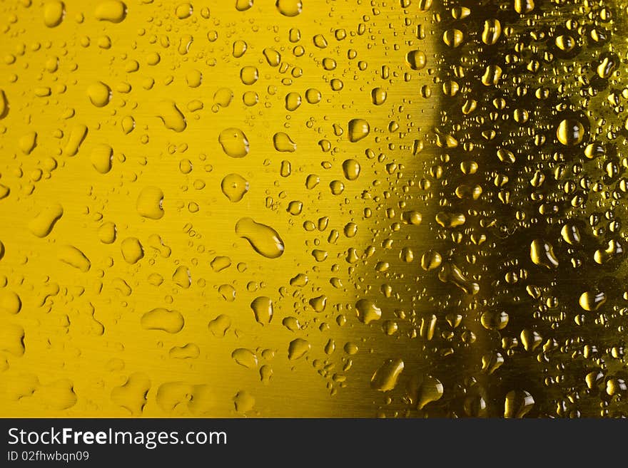 Raindrops on a metal surface