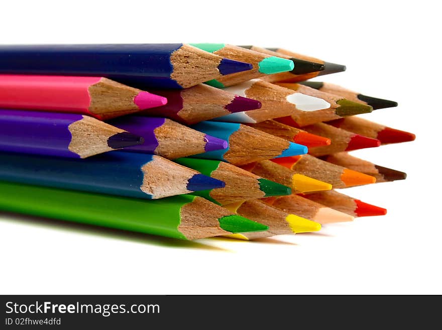 Colors pencils isolated on white background