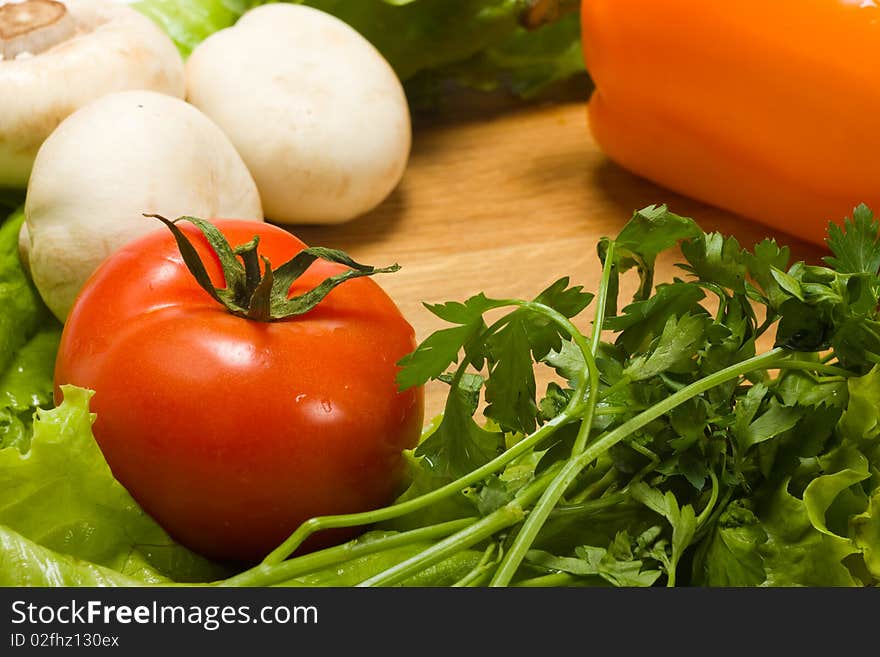 Fresh vegetables on cutting board