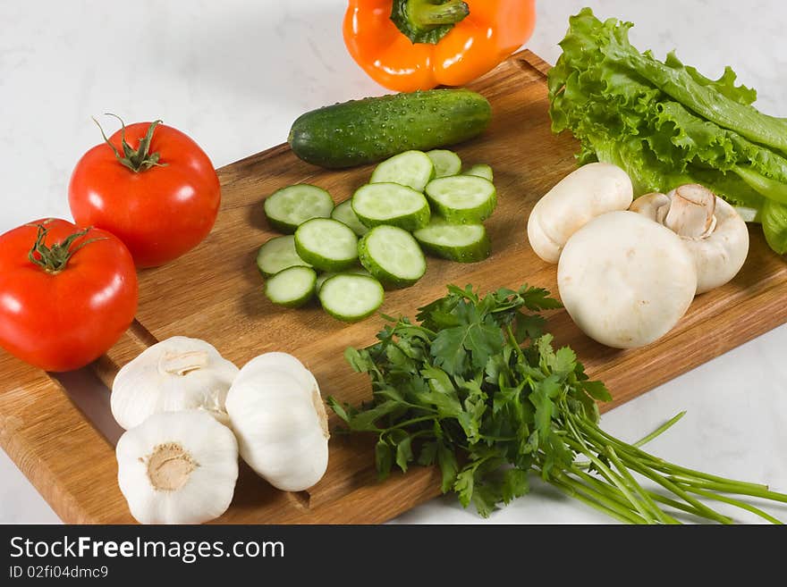 Fresh vegetables on cutting board