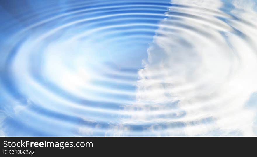 Reflection of the blue sky covered with clouds in water. Reflection of the blue sky covered with clouds in water