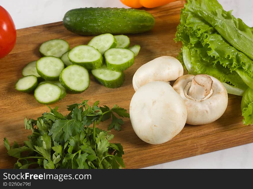 Fresh vegetables on cutting board