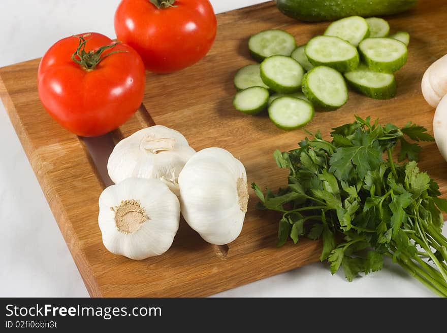 Fresh vegetables on cutting board