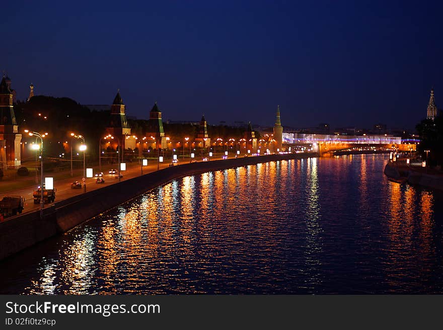 View from bridge of Moscow City, Russia at Night. View from bridge of Moscow City, Russia at Night