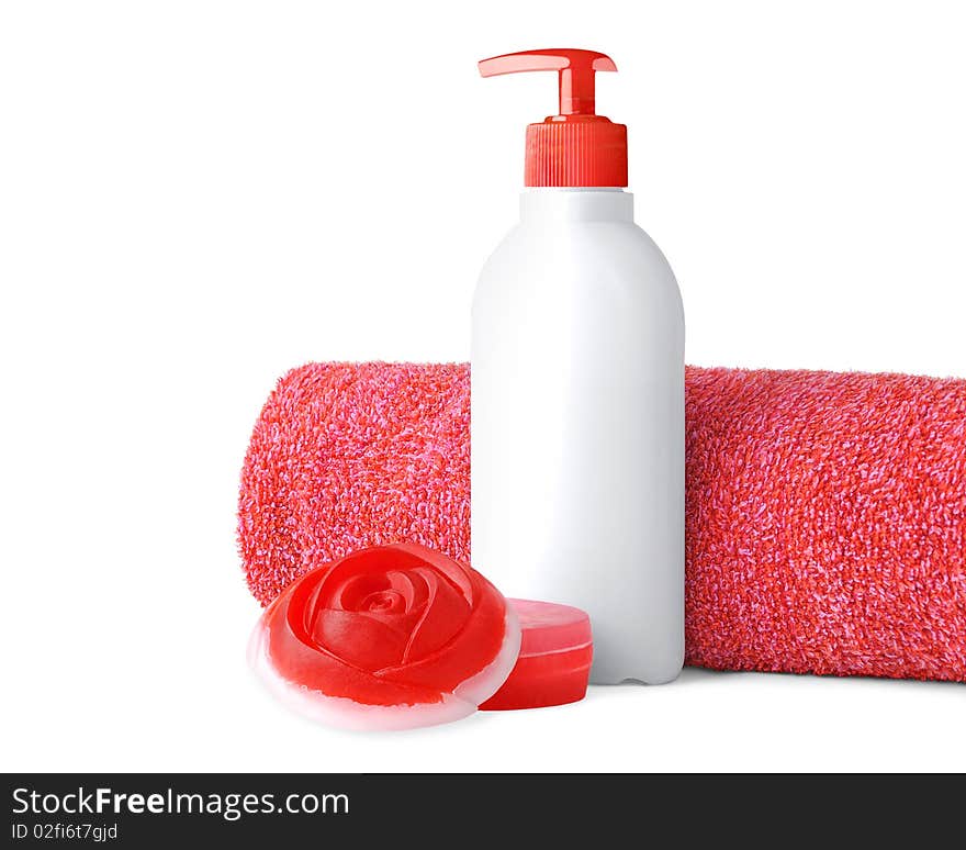 Bathroom objects over white background