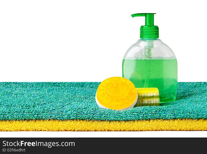 Bathroom objects over white background. Bathroom objects over white background