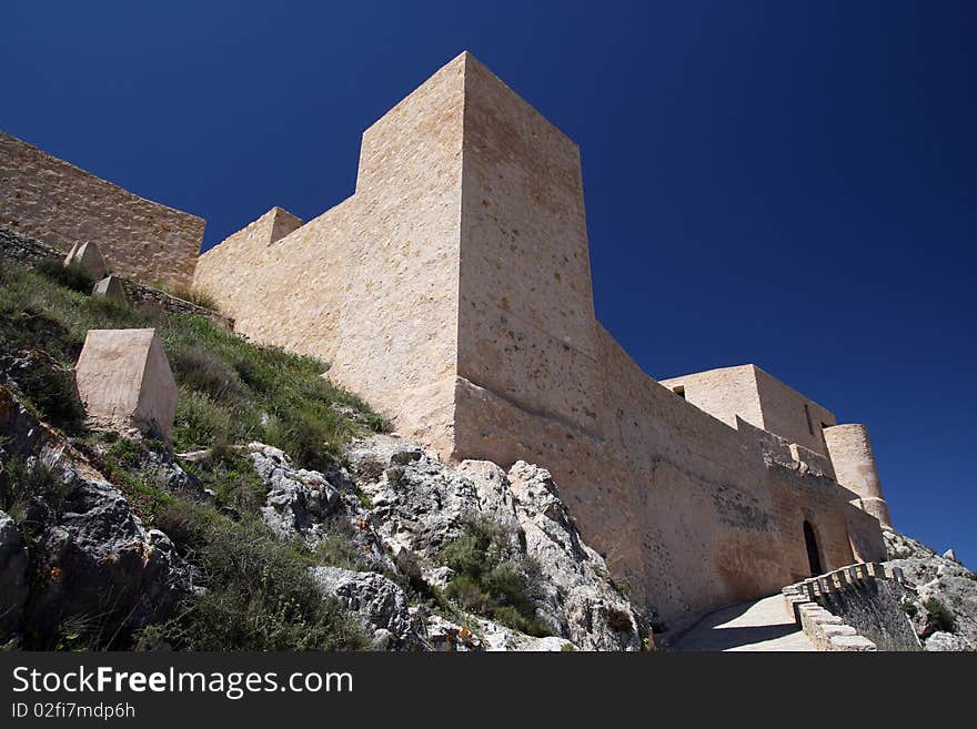 Walls of the Castle of Castalla in Alicante, Spain