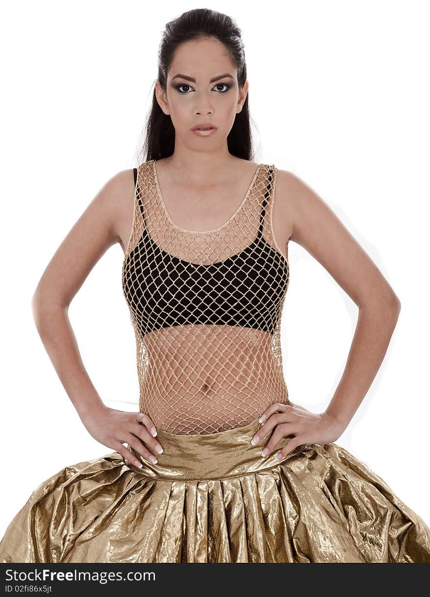 Cute Young Female Posing In Belly Dancer Costume