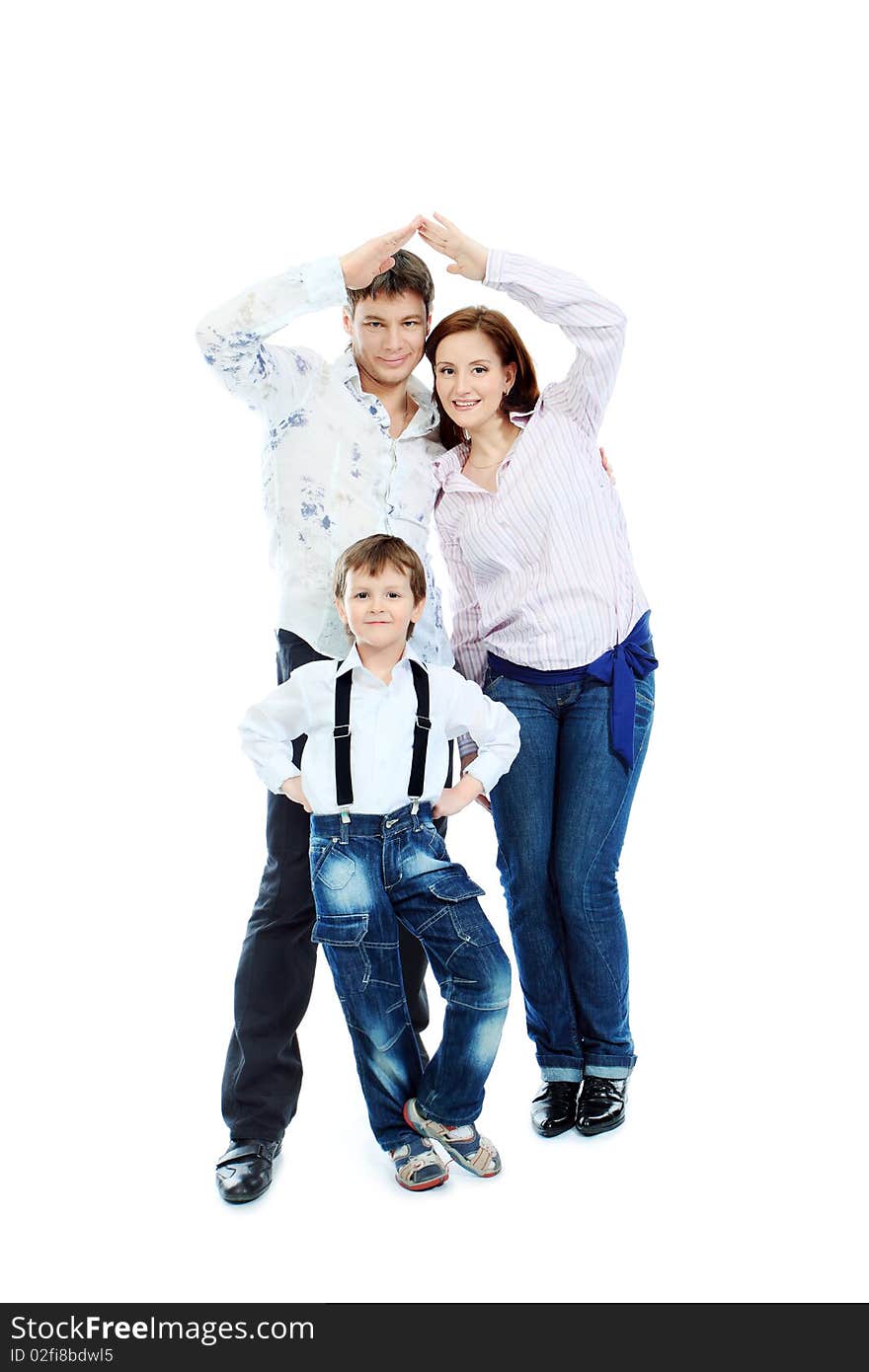 Portrait of a happy family. Isolated over white background. Portrait of a happy family. Isolated over white background.