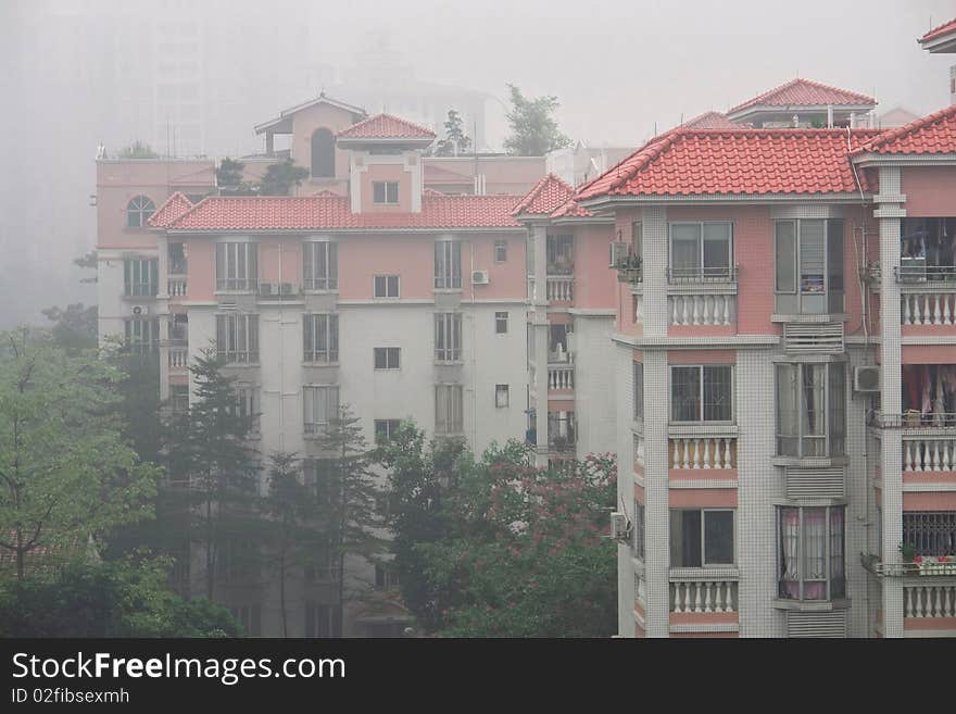 Urban residence in the mist