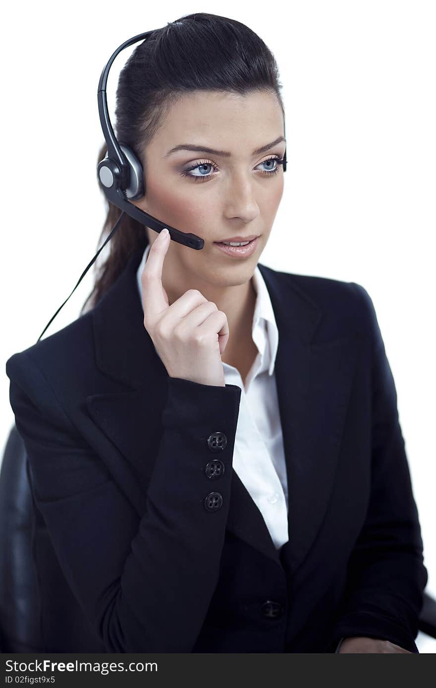 Beautiful Call Center Telephone Woman