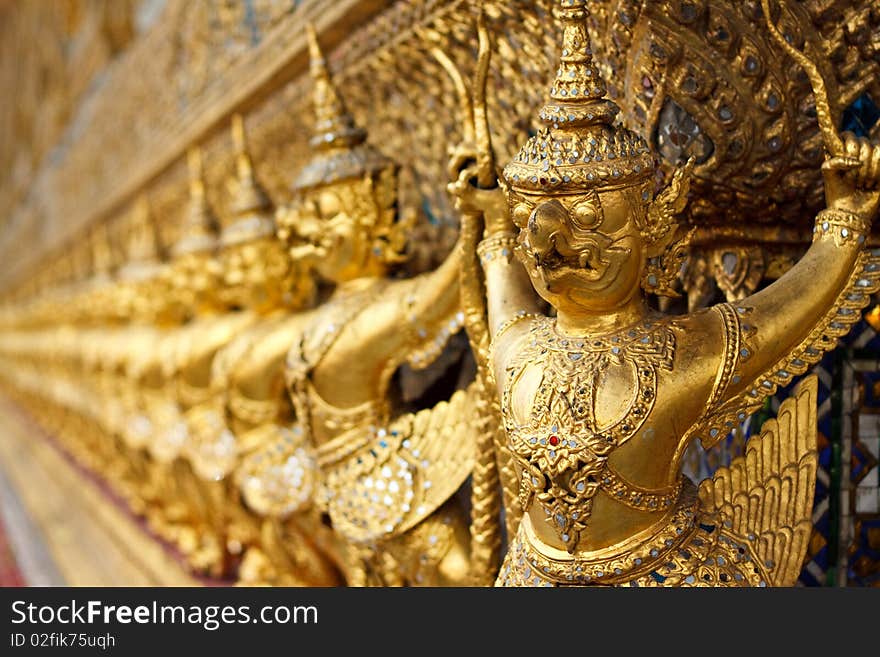 Garuda At The Grand Palace Gold ornamental patter statuettes