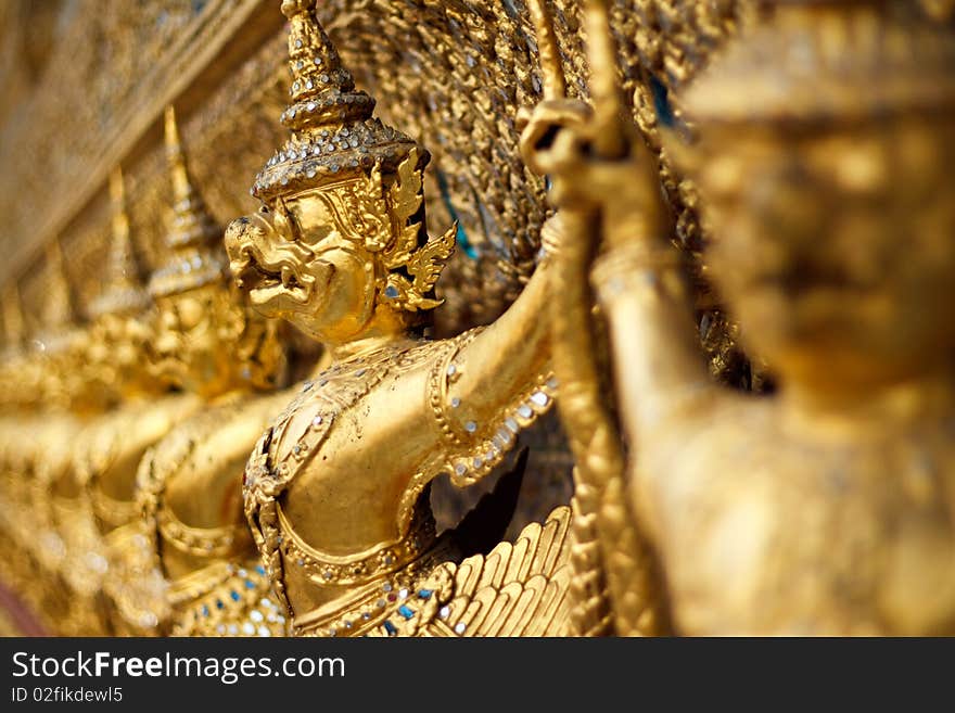 Garuda At The Grand Palace Gold ornamental patter statuettes