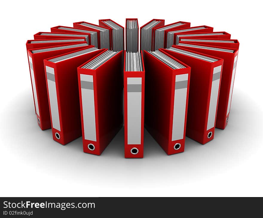 Abstract 3d illustration of archive folders group over white background