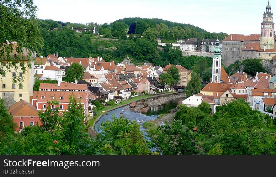 Panoramic  of Cesky Krumlov in Czech