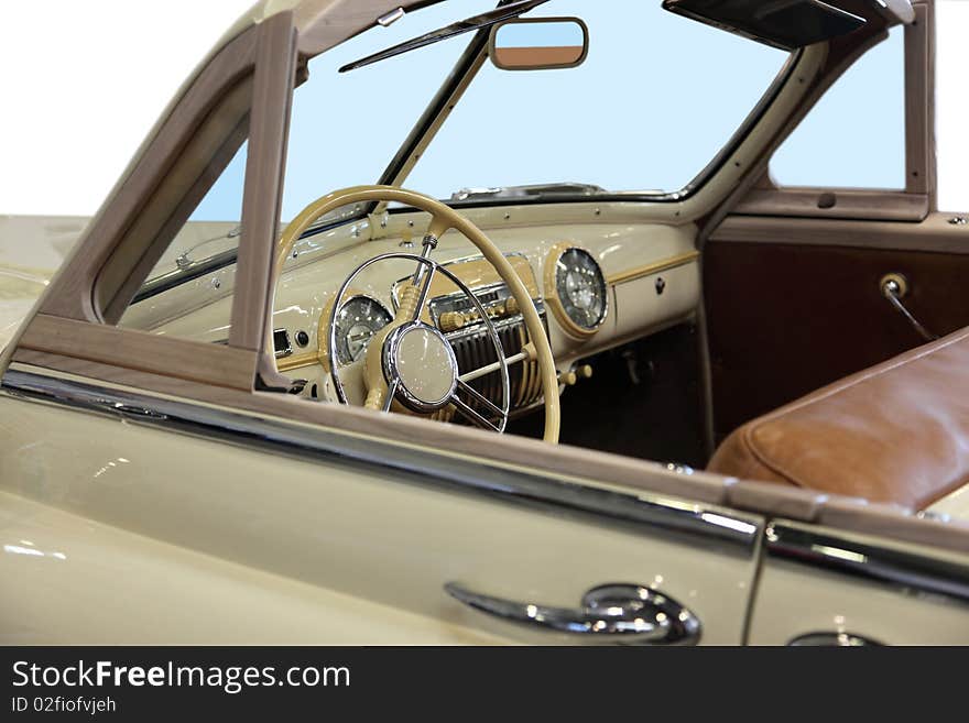 Old beige cabriolet - a car of the middle of the last century