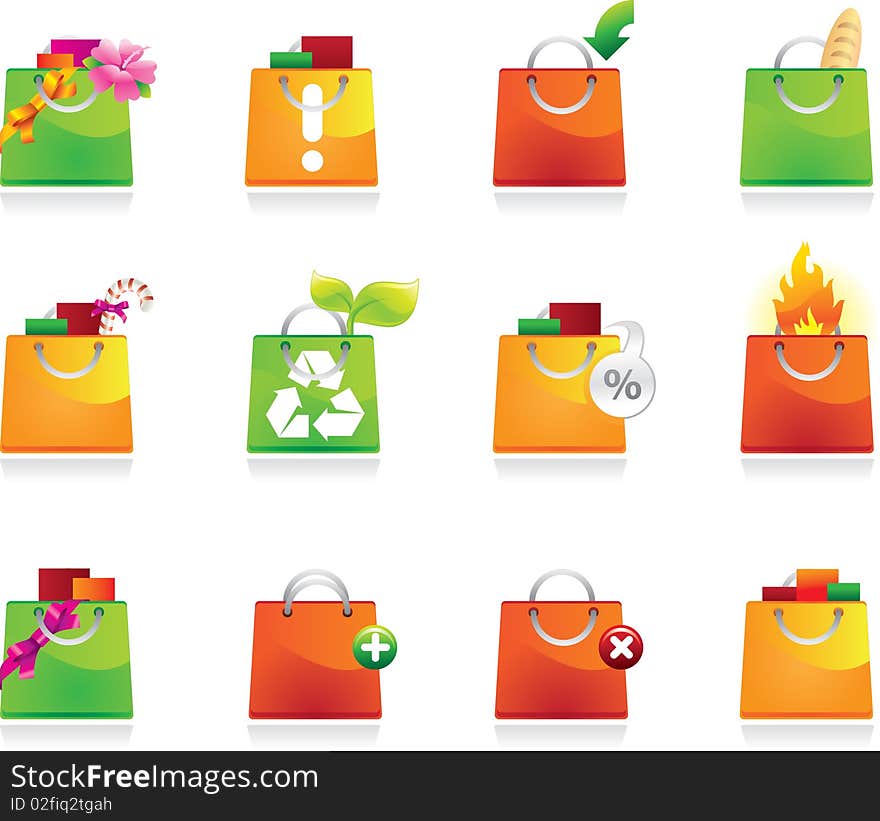 Shopping bags icon set