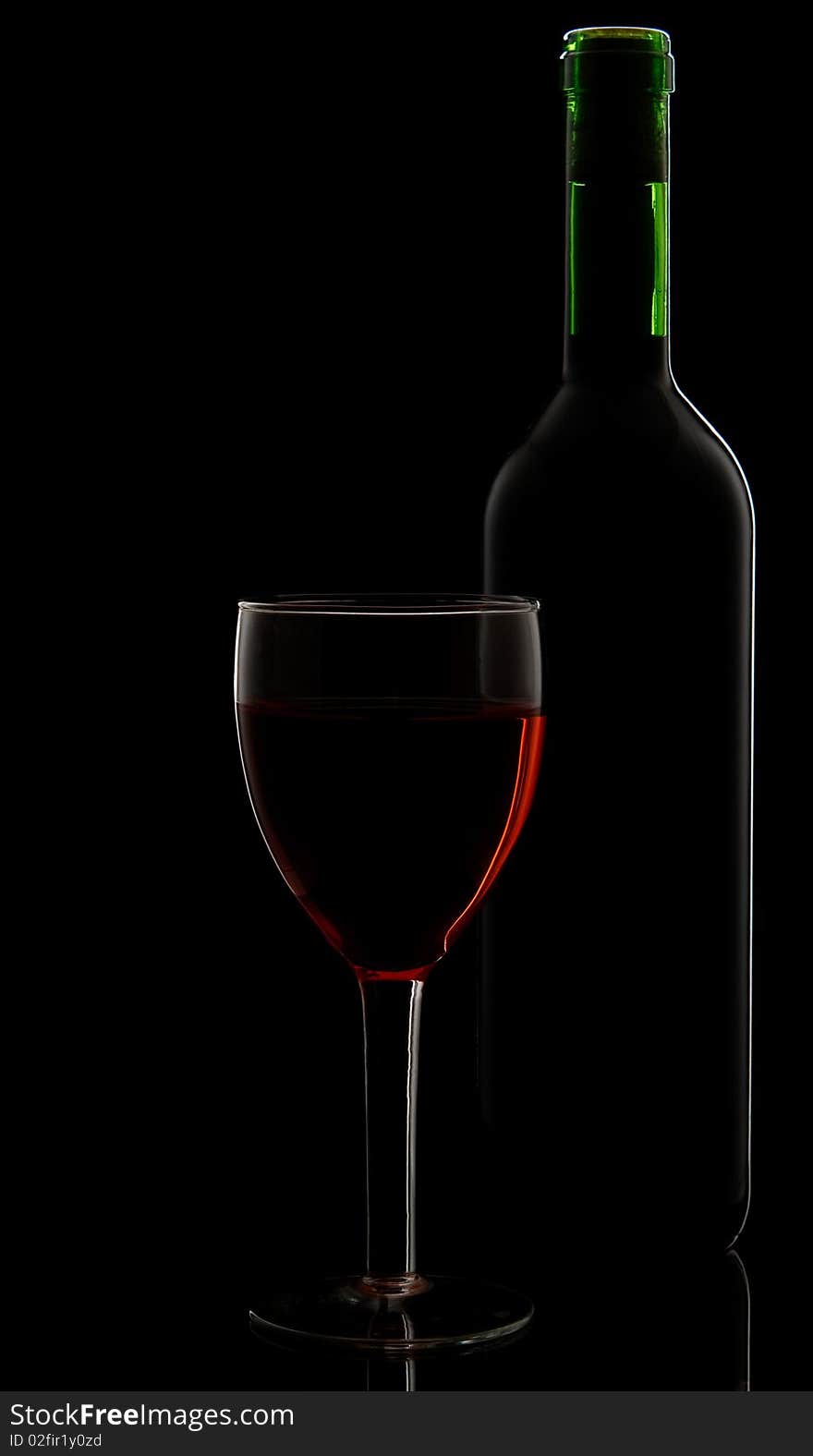 Wine isolated on black background