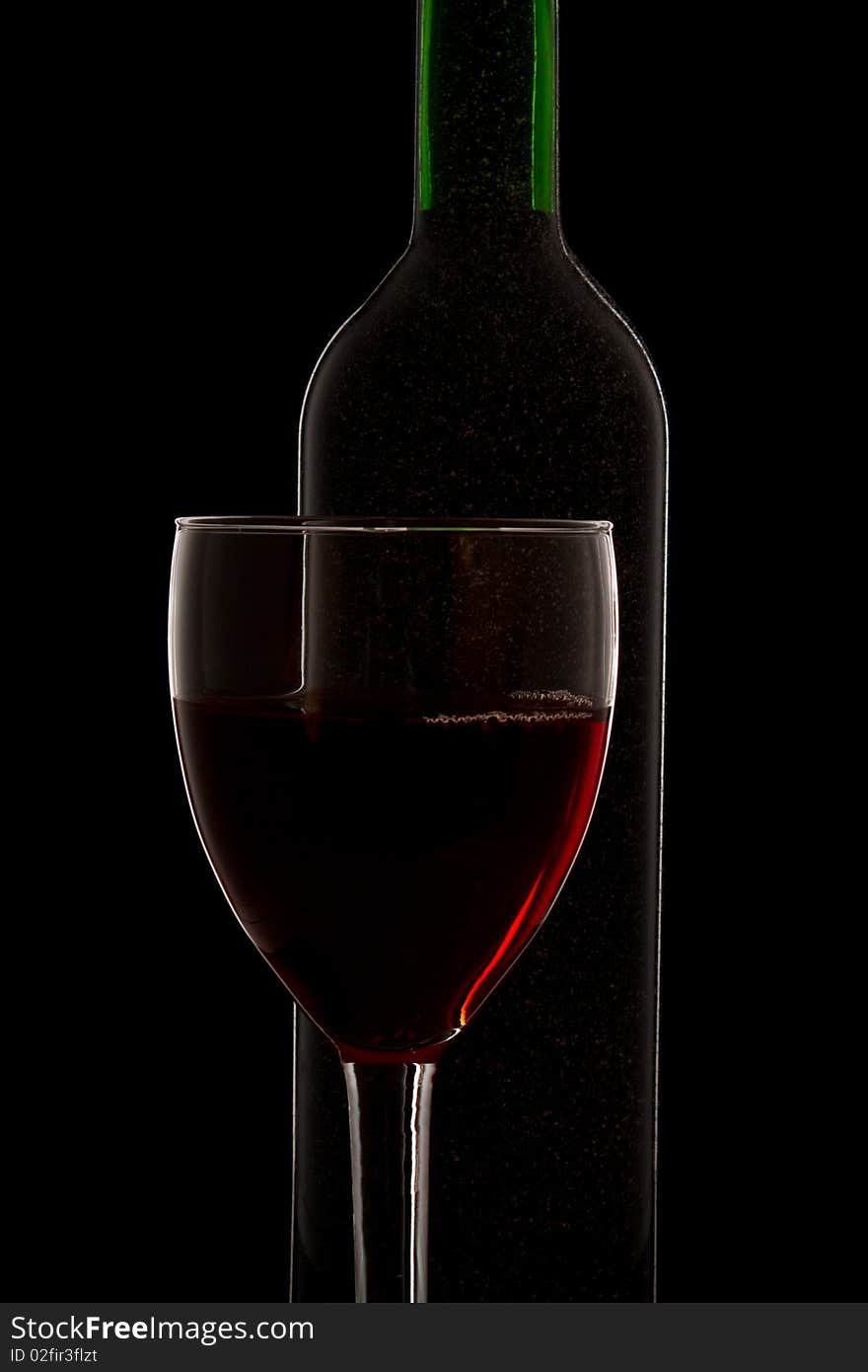 Wine isolated on black background