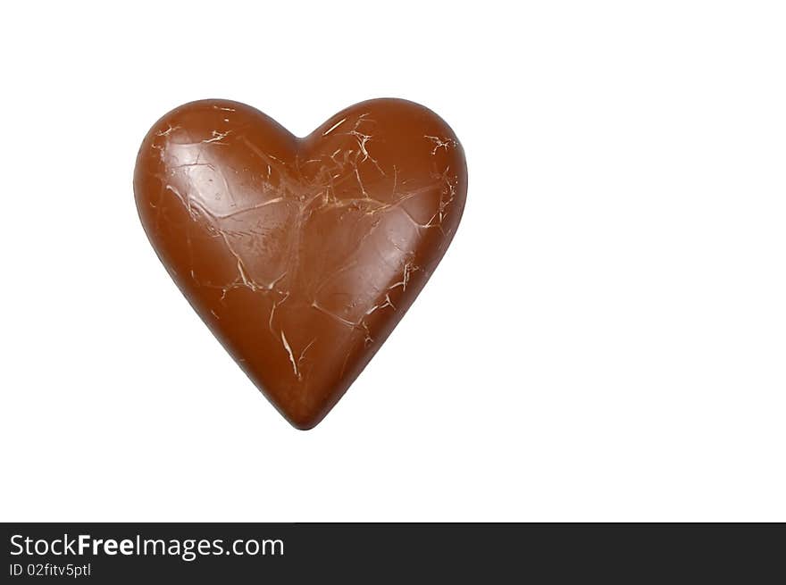 Valentine chocolate marbled heart isolated on white. Valentine chocolate marbled heart isolated on white