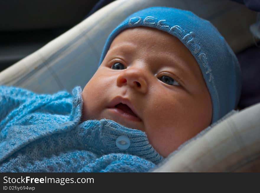 Happy little boy in car seat. Happy little boy in car seat