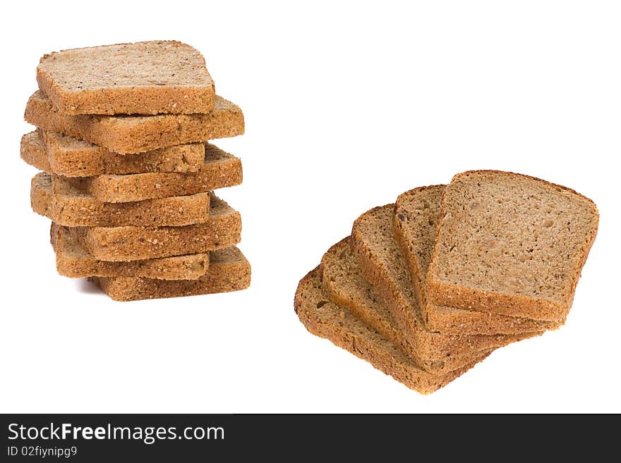 Isolated cut bread on white