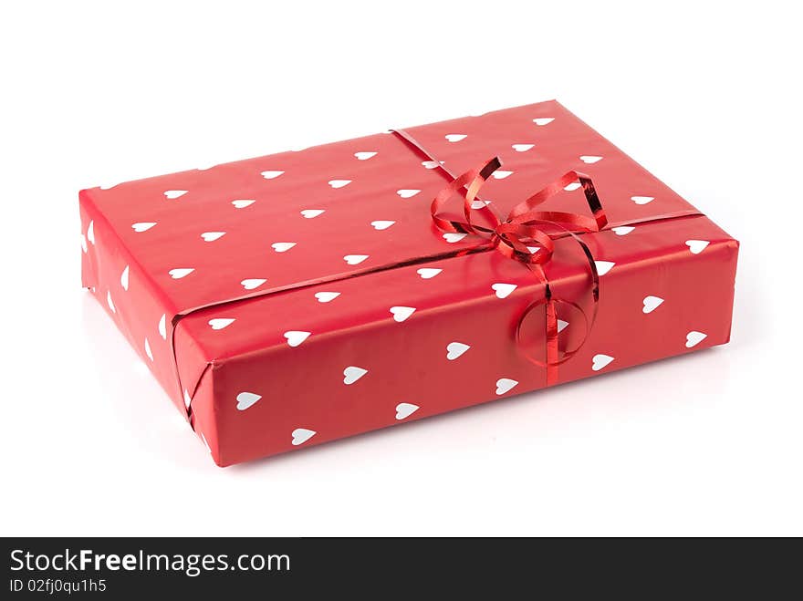 Red gift box on a white background