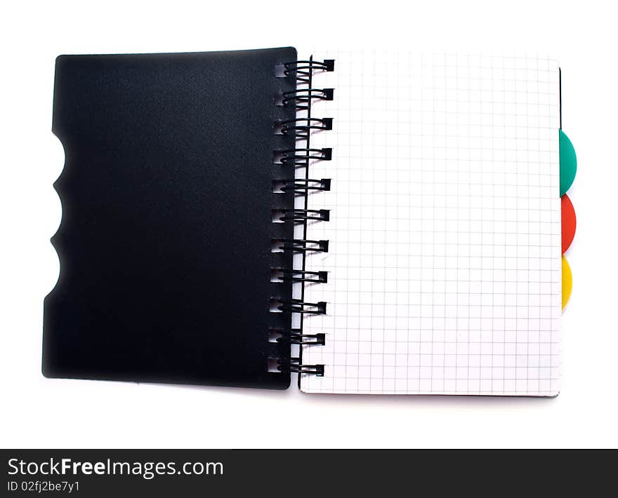 Notebook with a spring on a white background for your illustrations