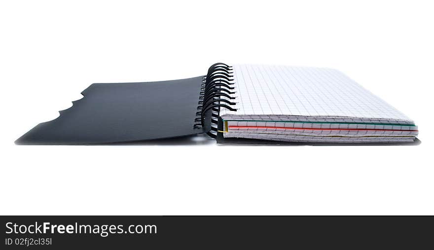 Notebook with a spring on a white background for your illustrations