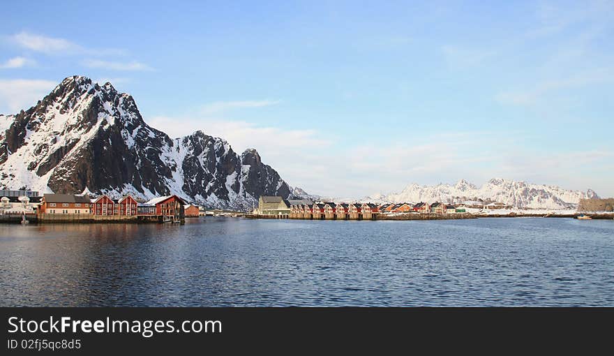 The port and the bay of Svolvaer, biggest town of Lofoten Archipelago. The port and the bay of Svolvaer, biggest town of Lofoten Archipelago