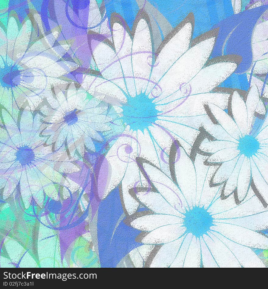 Abstract floral background, unique daisy, illustration. Abstract floral background, unique daisy, illustration