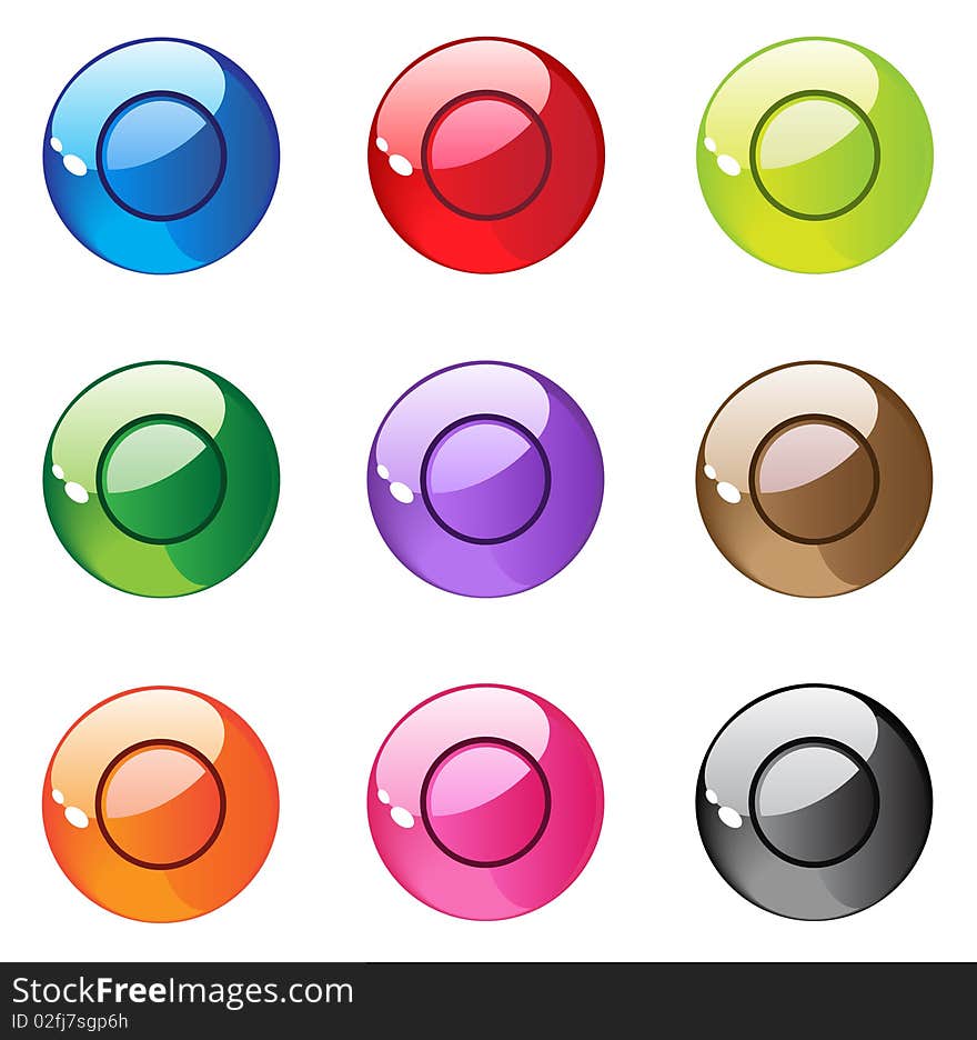 Nine round pearl aqua buttons. Bright series royalty free stock illustration