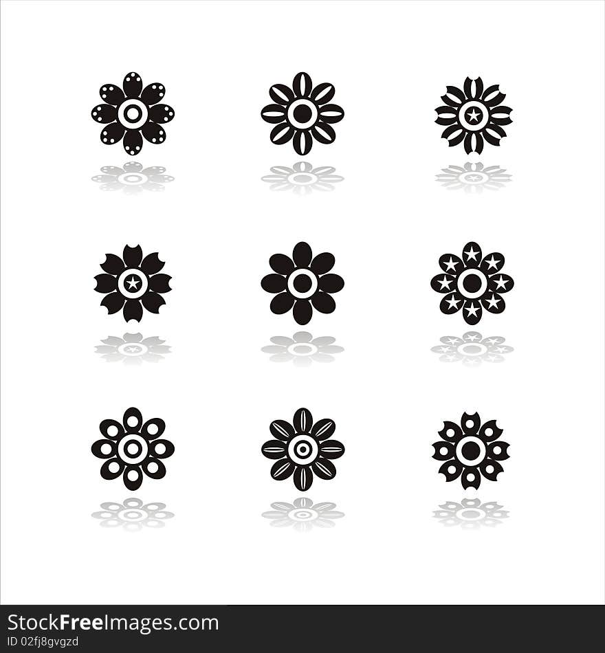 Set Of 9 Flower Icons