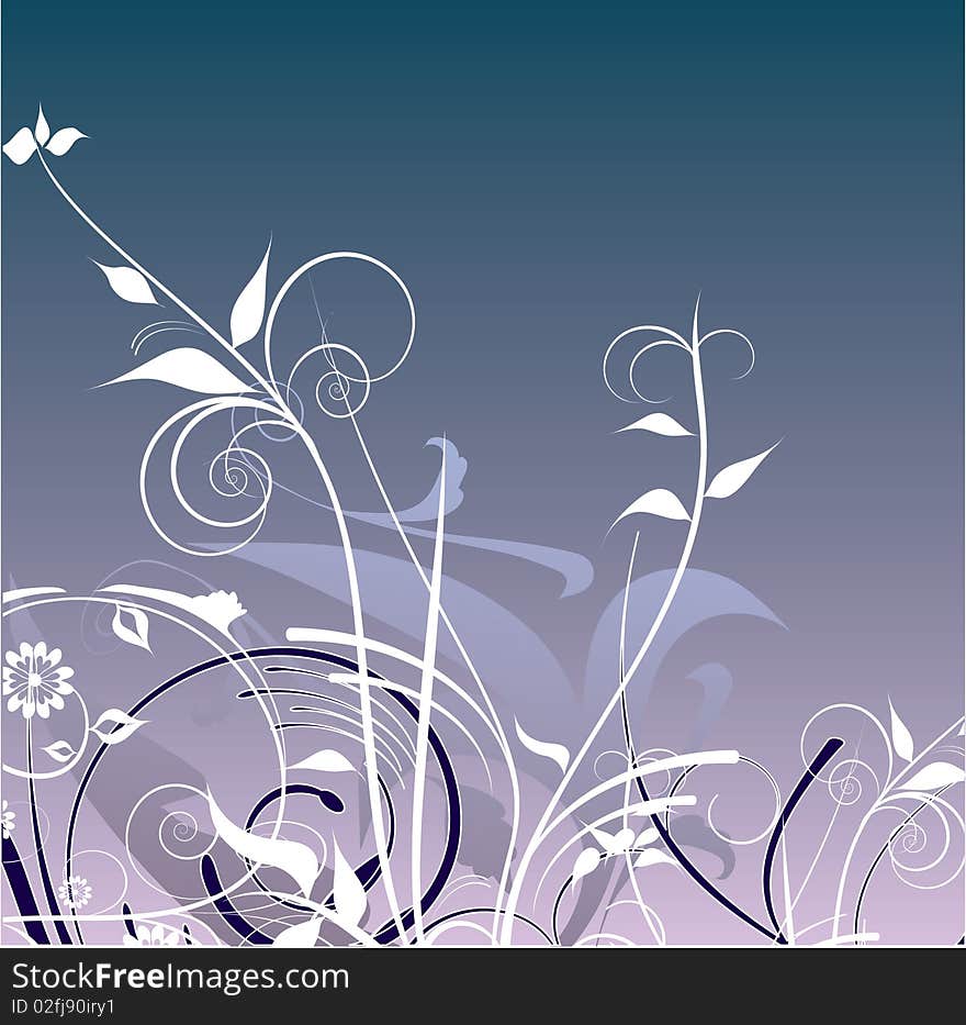 White flowers decorative design with place for text